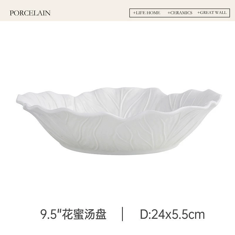 Flower Relief Ceramic Salad Bowl tableware view 9