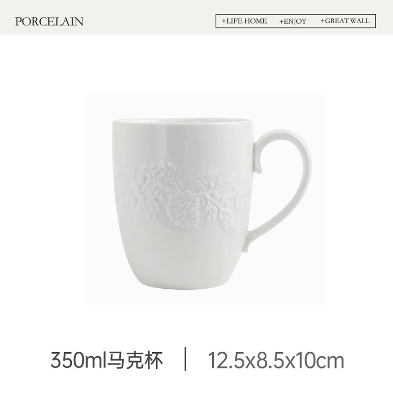 Christmas Relief Ceramic Coffee Cup and Saucer Set tableware view 6