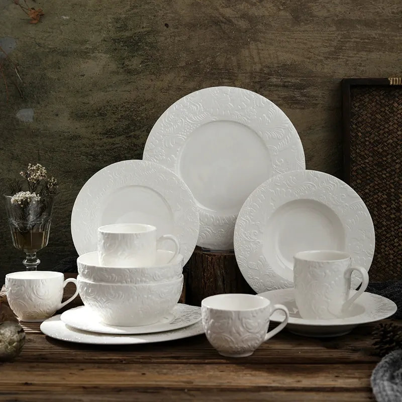European Relief Ceramic Dinnerware Set