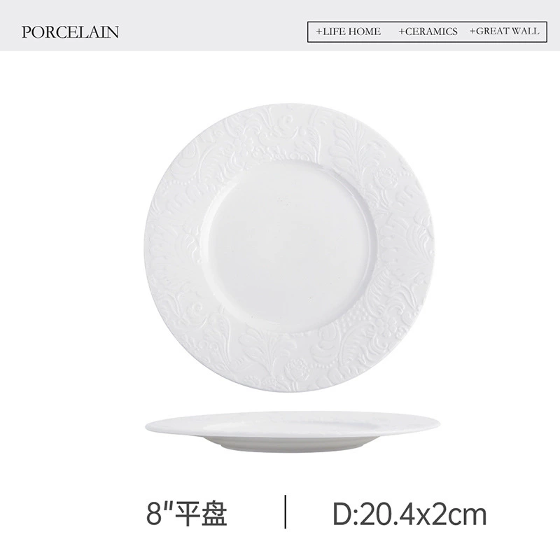 Conjunto de louça de cerâmica com relevo europeu tableware view 6