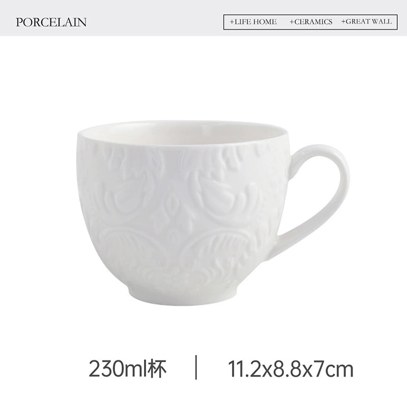 Conjunto de louça de cerâmica com relevo europeu tableware view 8
