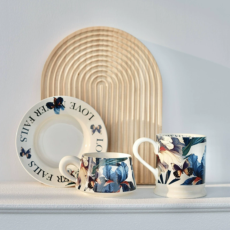 Vintage Ceramic Mug with Butterfly Design