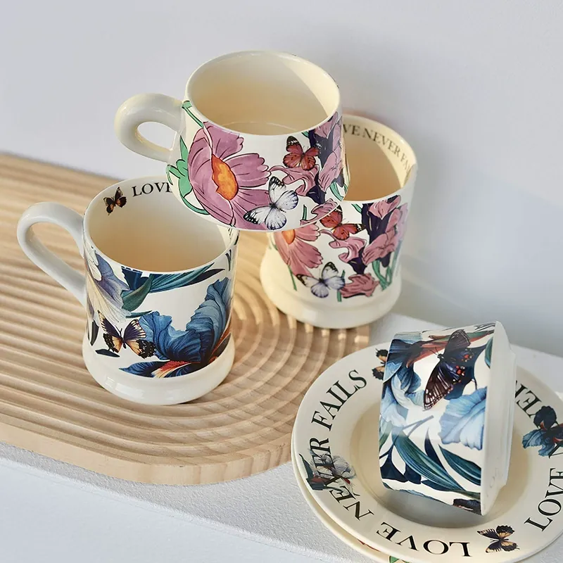 Vintage Ceramic Mug with Butterfly Design tableware view 4