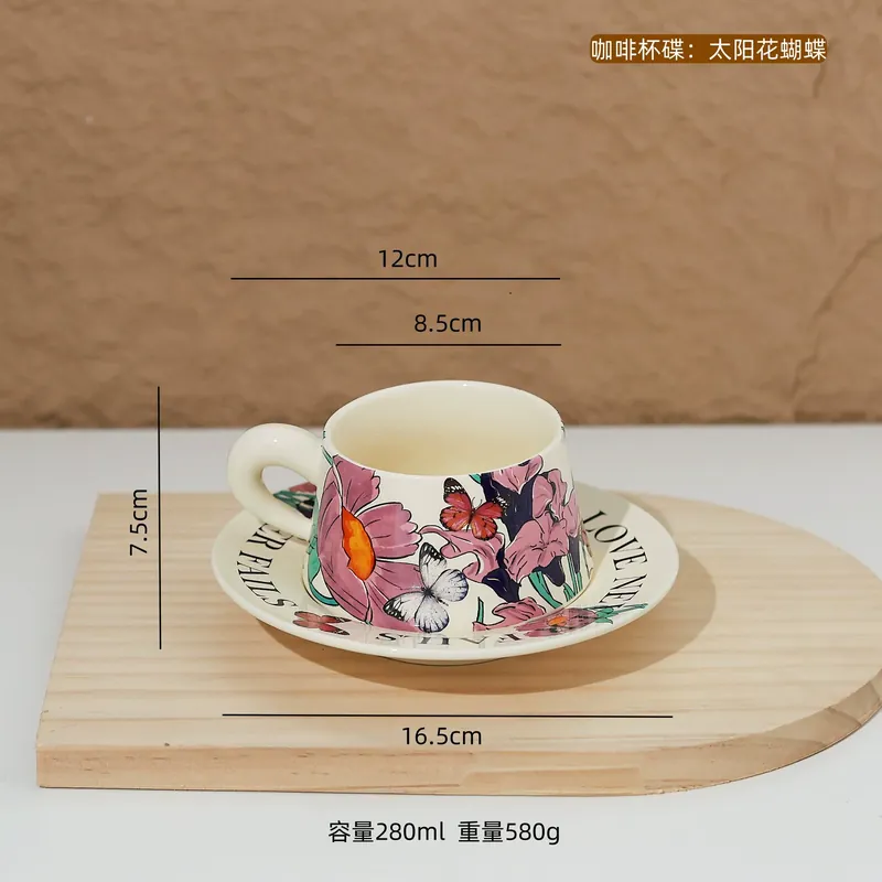 Vintage Ceramic Mug with Butterfly Design tableware view 7