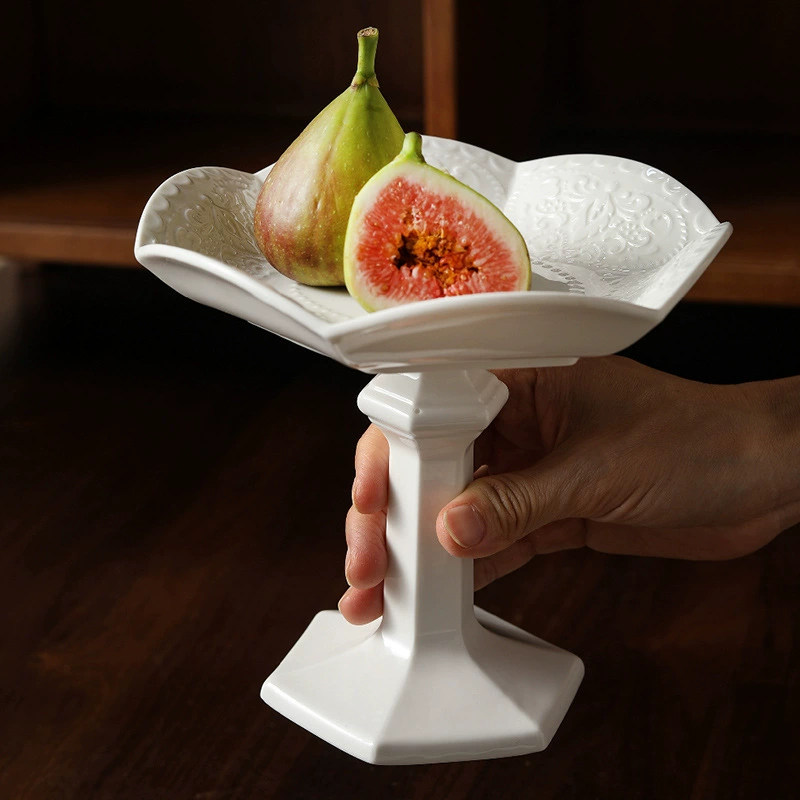 프렌치 릴리프 굽다리 세라믹 디저트 볼 tableware view 3