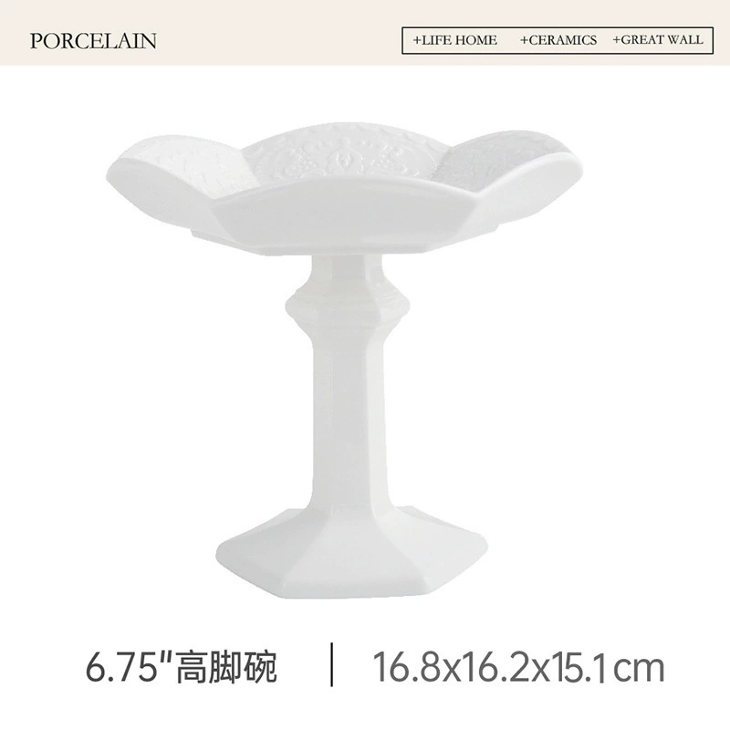 프렌치 릴리프 굽다리 세라믹 디저트 볼 tableware view 7