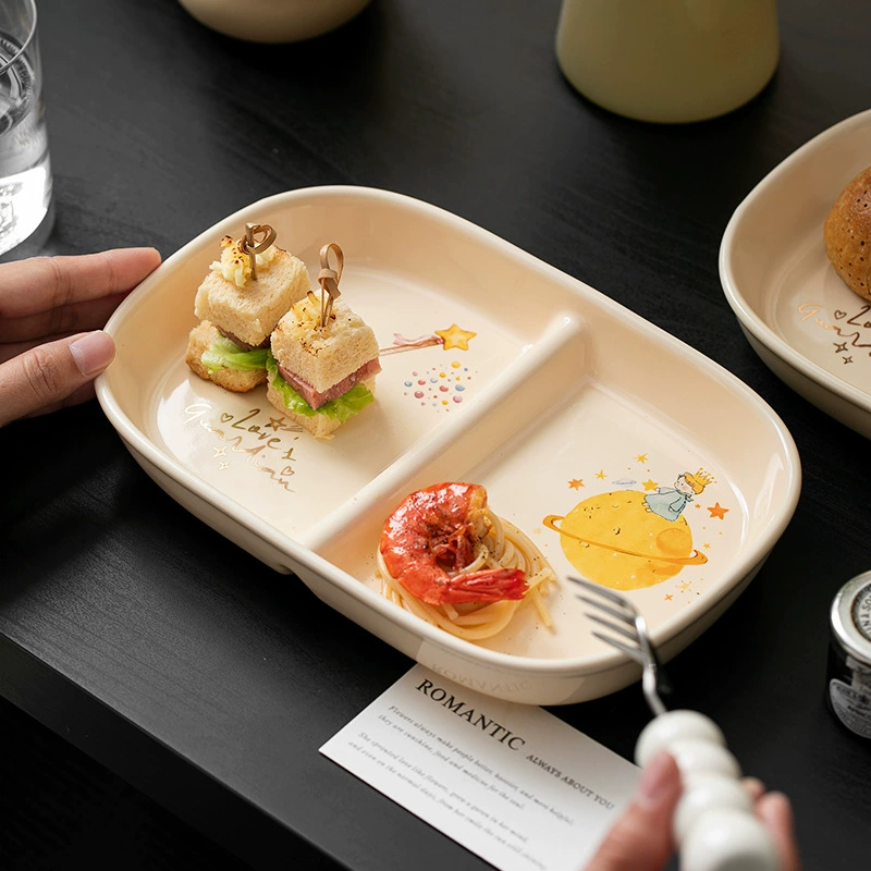 Plato rectangular dividido de porcelana con diseño de dibujos animados tableware view 3