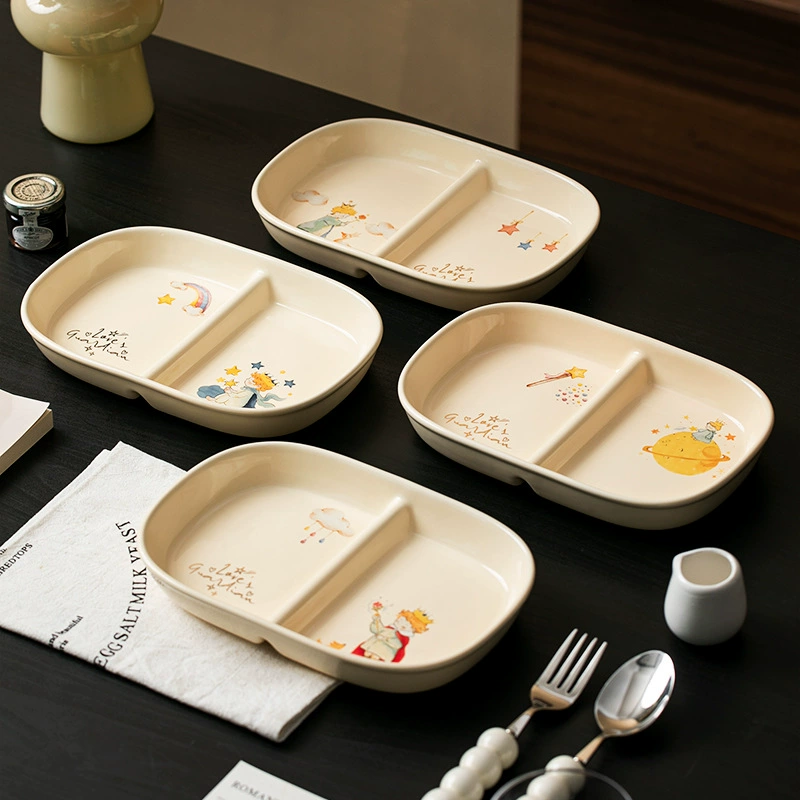 Plato rectangular dividido de porcelana con diseño de dibujos animados tableware view 4