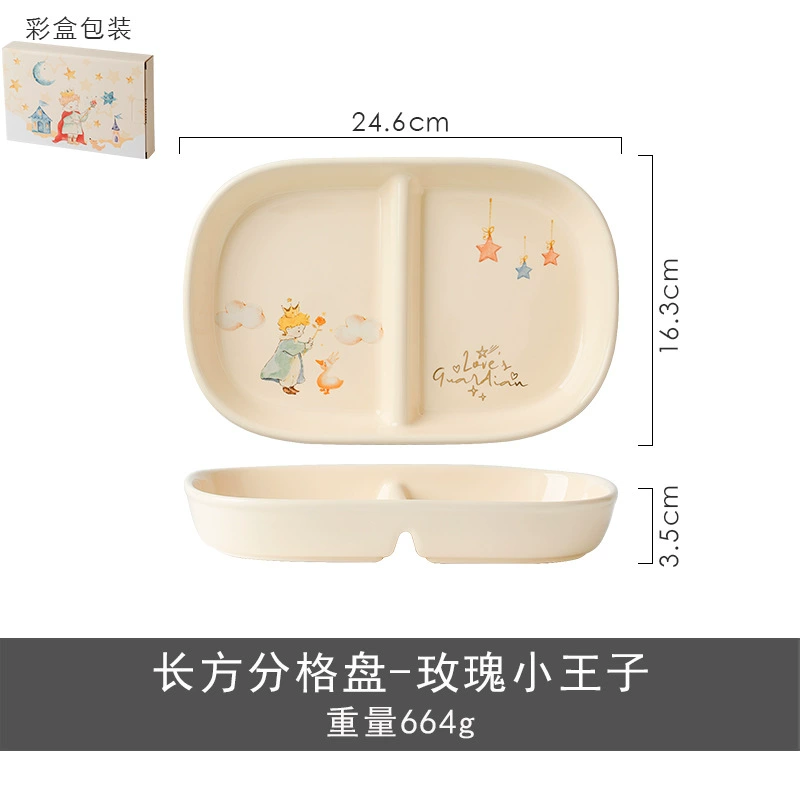 Plato rectangular dividido de porcelana con diseño de dibujos animados tableware view 7