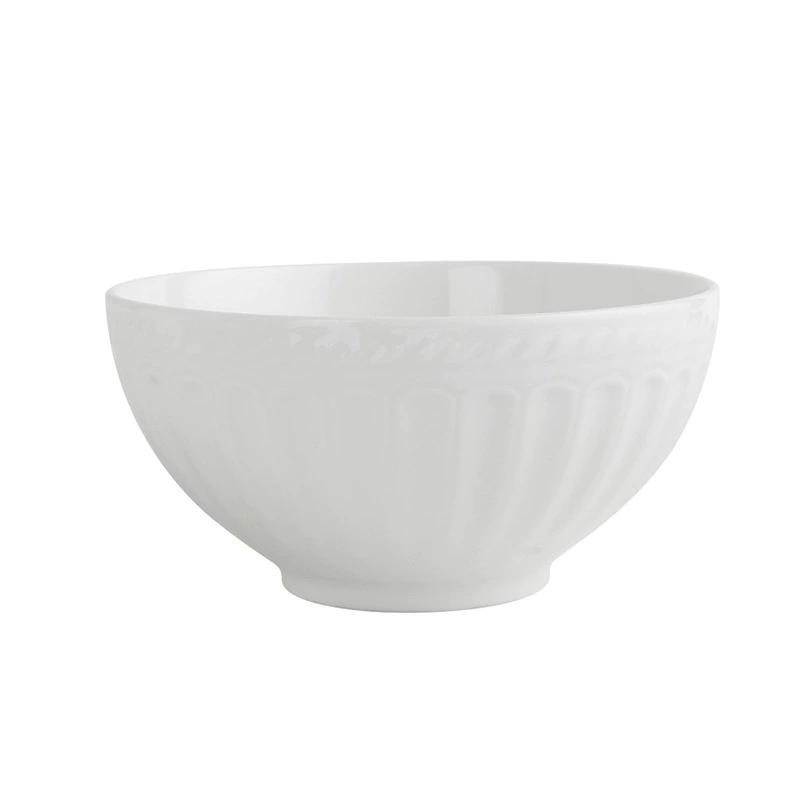 Roman Relief White Ceramic Rice Bowl tableware view 5