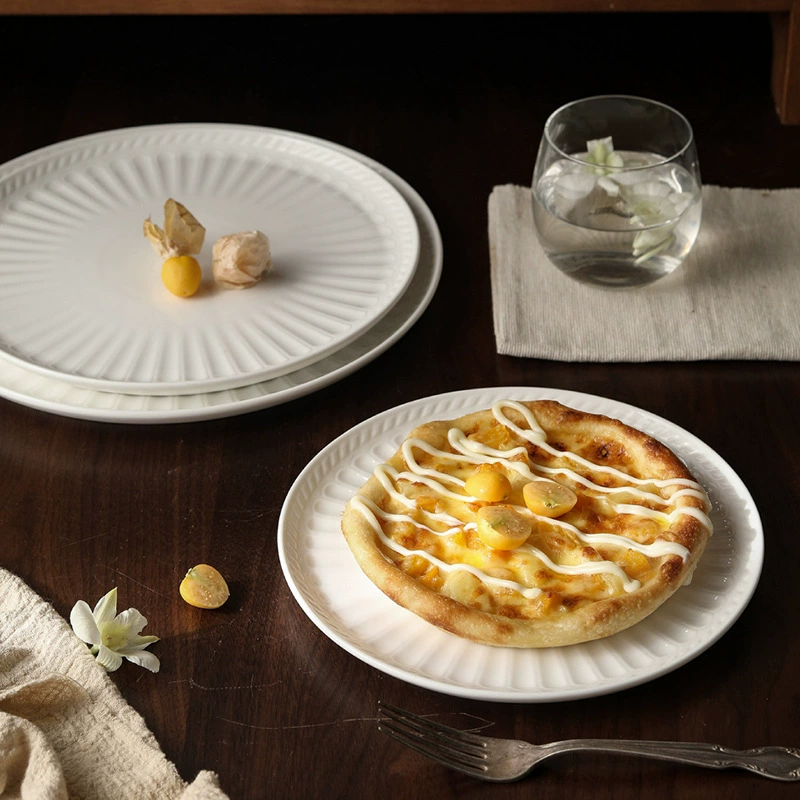 로만 릴리프 화이트 세라믹 피자 접시 tableware view 2
