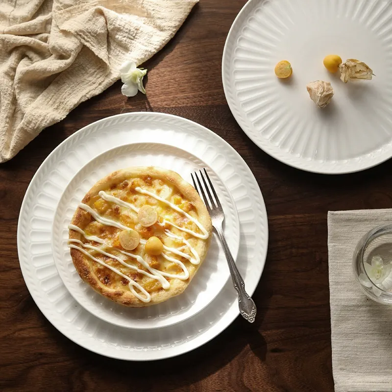 로만 릴리프 화이트 세라믹 피자 접시 tableware view 3