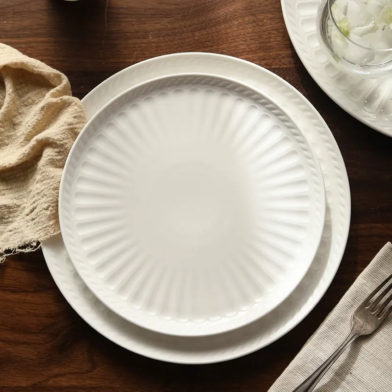 로만 릴리프 화이트 세라믹 피자 접시 tableware view 4