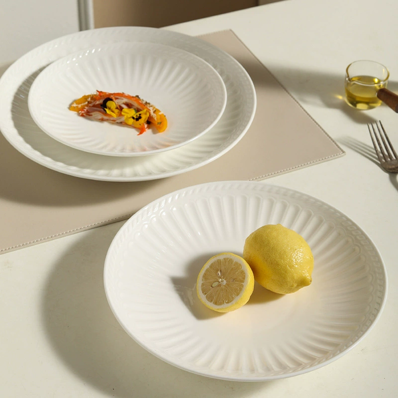White Roman Relief Porcelain Salad Plate tableware view 2