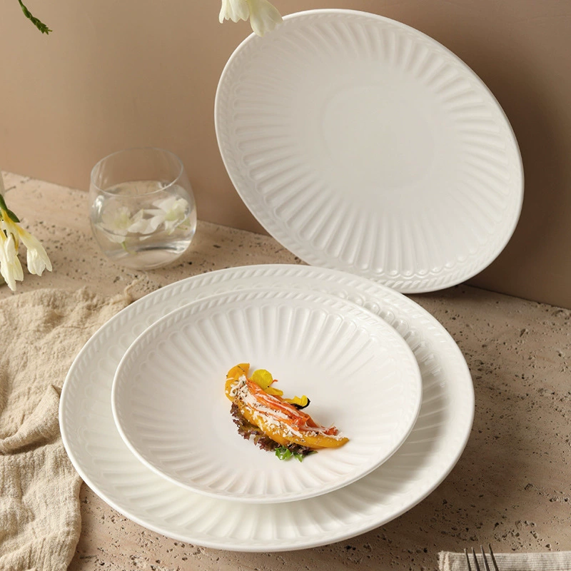 White Roman Relief Porcelain Salad Plate tableware view 3