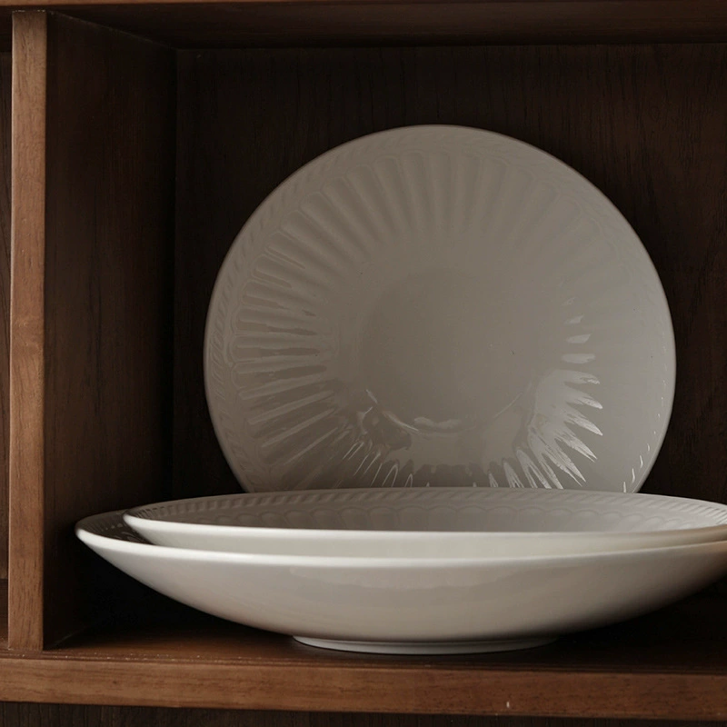 White Roman Relief Porcelain Salad Plate tableware view 4