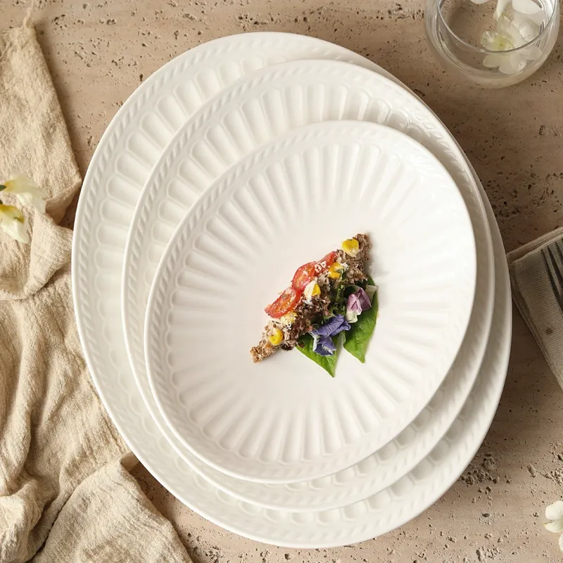 Roman Relief Porcelain Oval Fish Plate