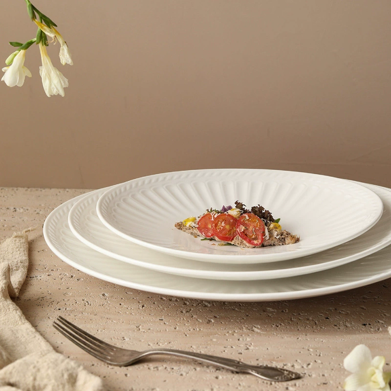طبق سمك بيضاوي بورسلين بنقش روماني بارز tableware view 4