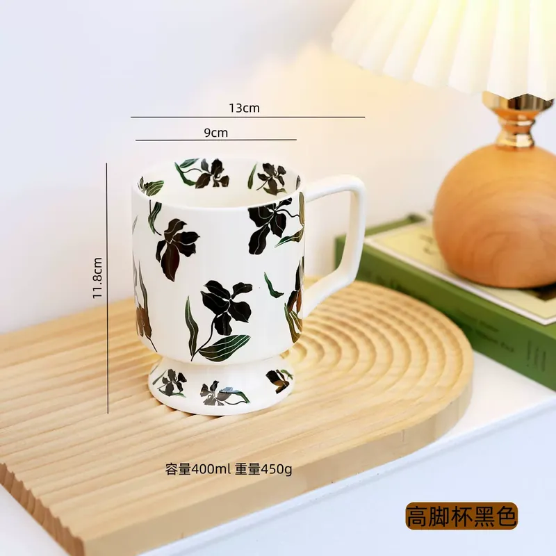 Керамическая кофейная чашка с цветочным рисунком tableware view 6