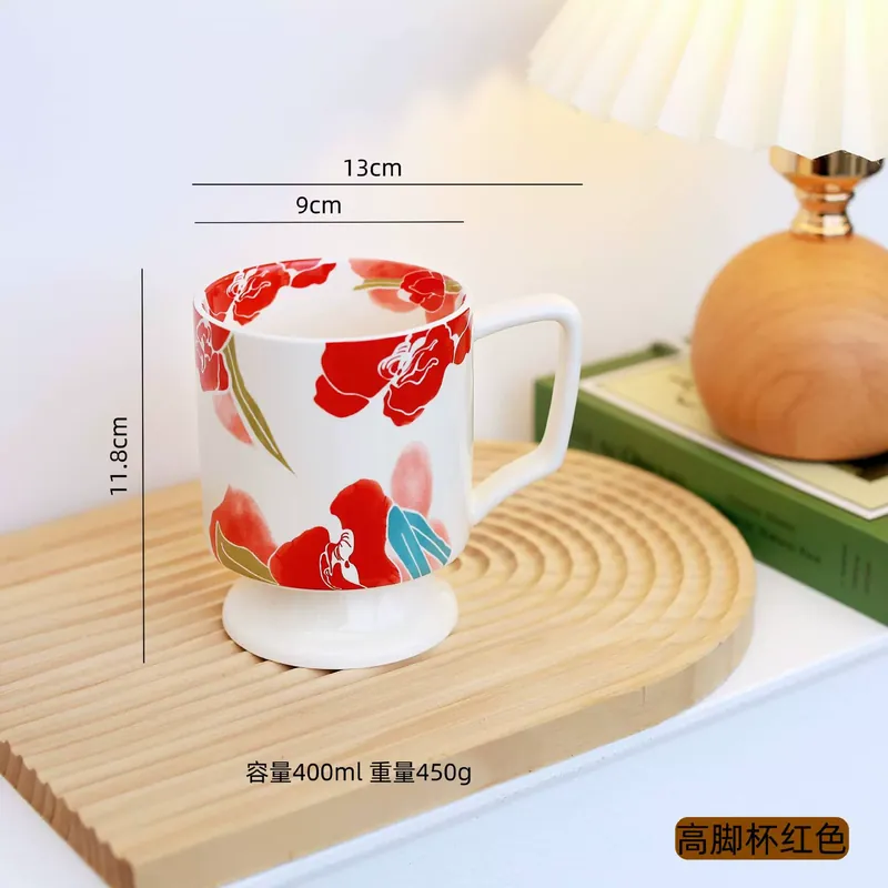 Керамическая кофейная чашка с цветочным рисунком tableware view 7
