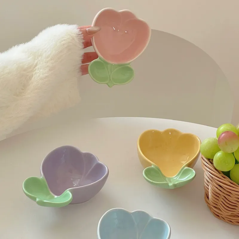 Plato de salsa de cerámica tulipán tableware view 3