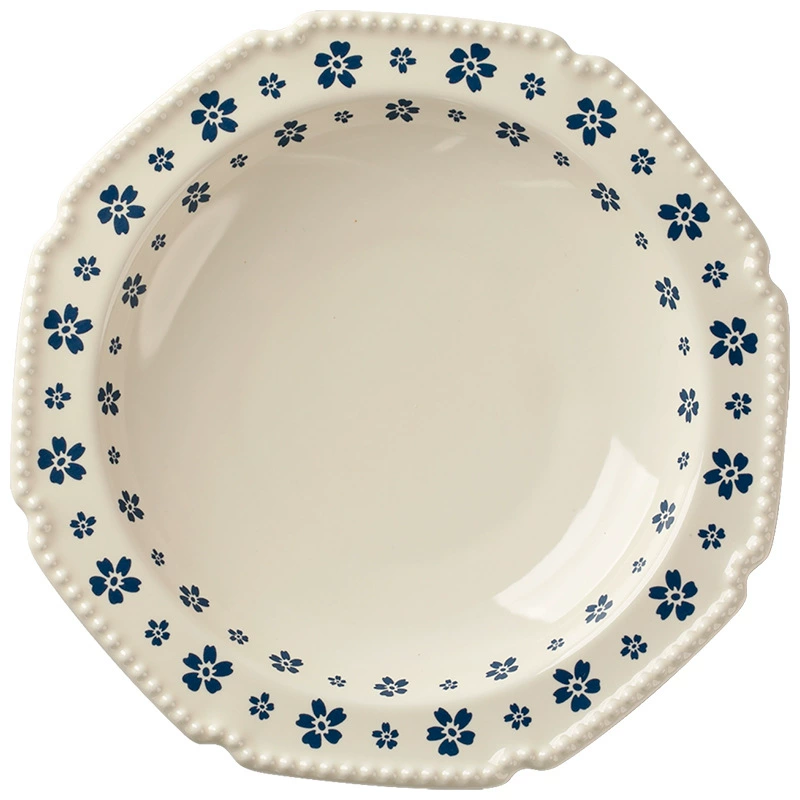 طقم عشاء من البورسلين بتصميم زهري أزرق tableware view 5
