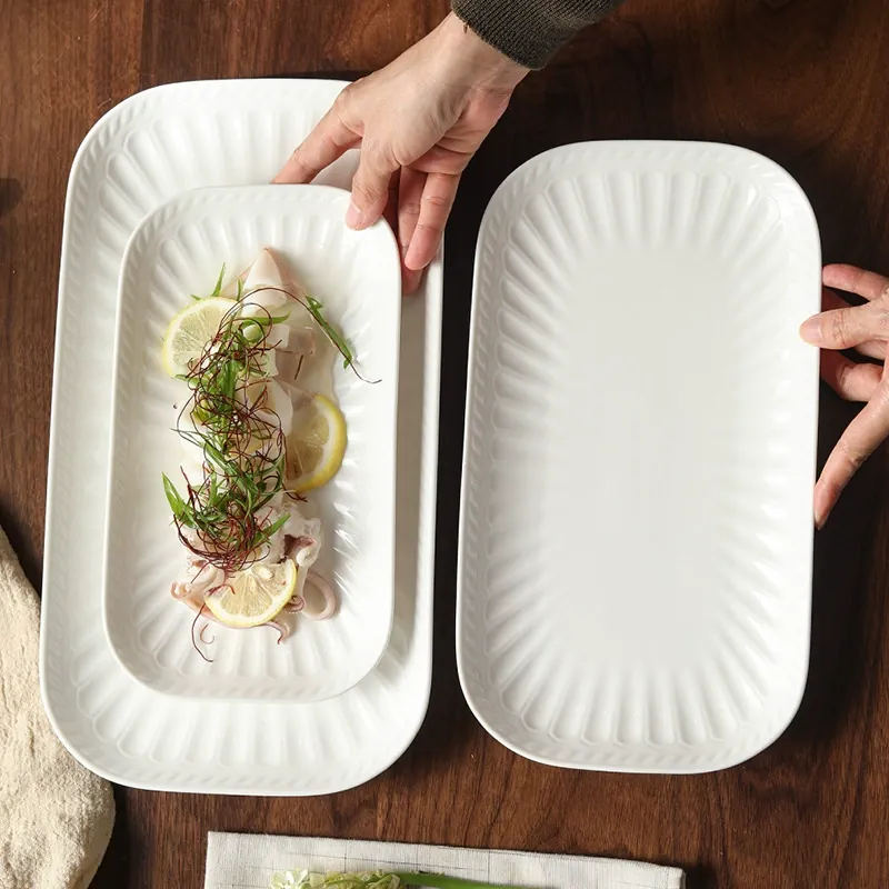로만 릴리프 도자기 사각 서빙 접시 tableware view 3