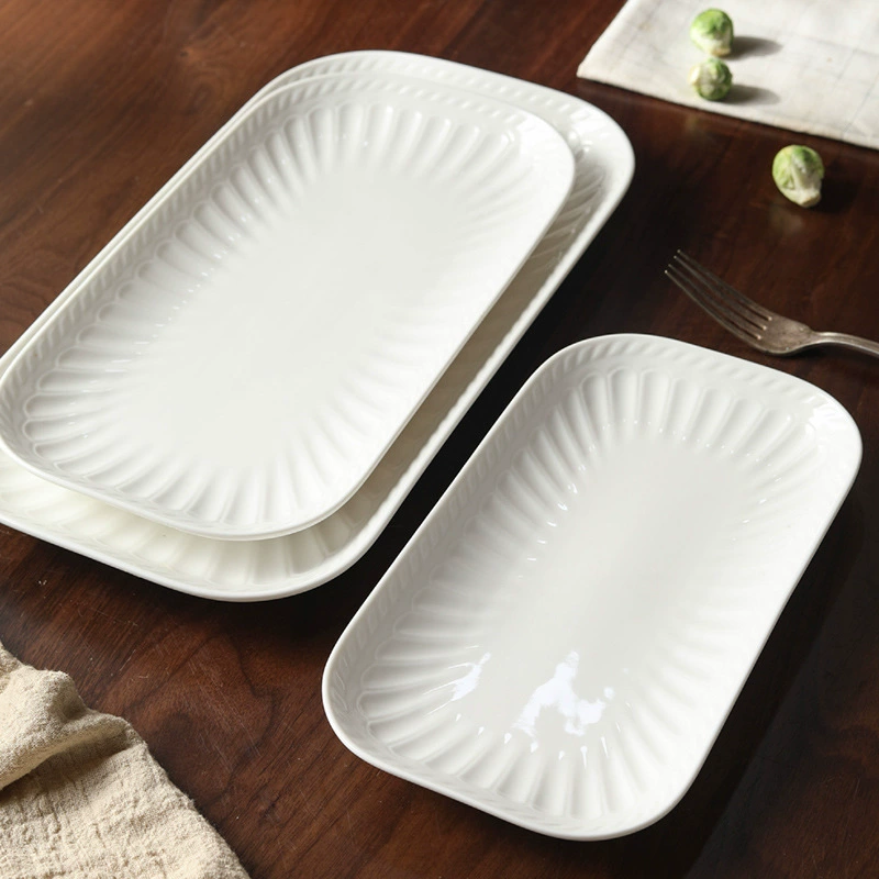 로만 릴리프 도자기 사각 서빙 접시 tableware view 4