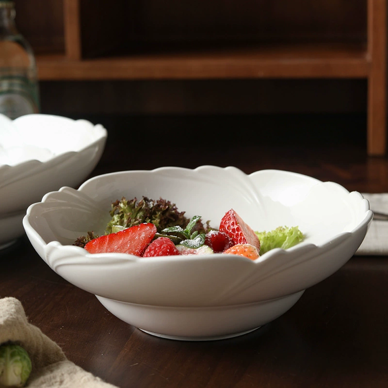 Petal-Shaped Porcelain Soup Bowl
