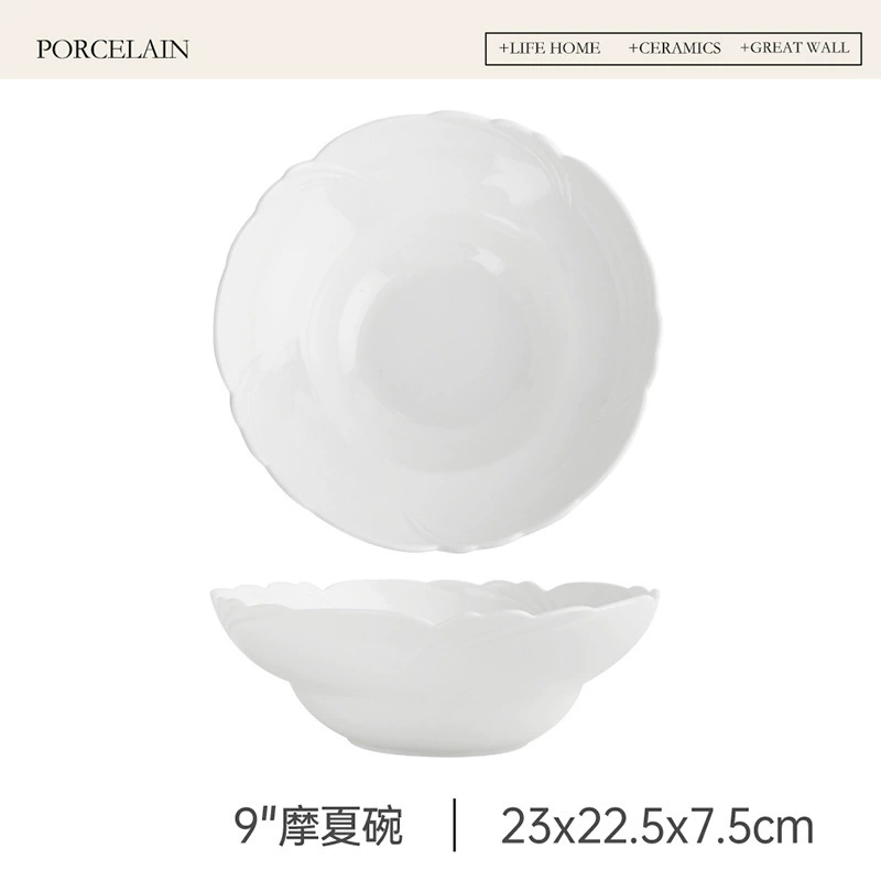 Petal-Shaped Porcelain Soup Bowl tableware view 8