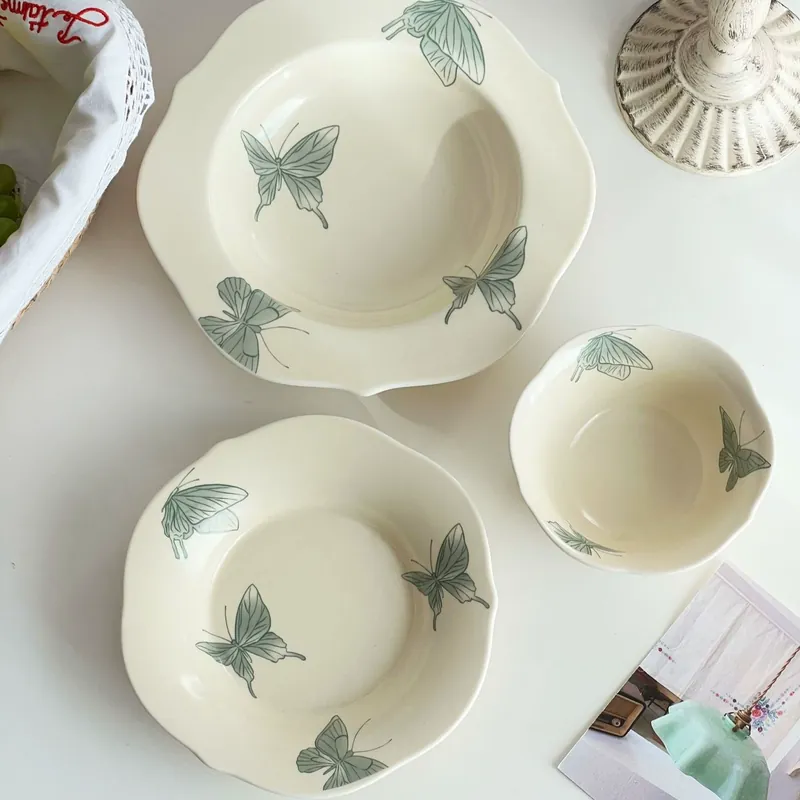 Vintage Floral Ceramic Breakfast Plate tableware view 2