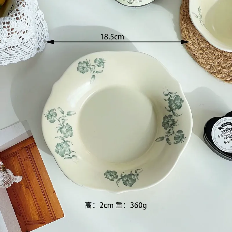 Vintage Floral Ceramic Breakfast Plate tableware view 7