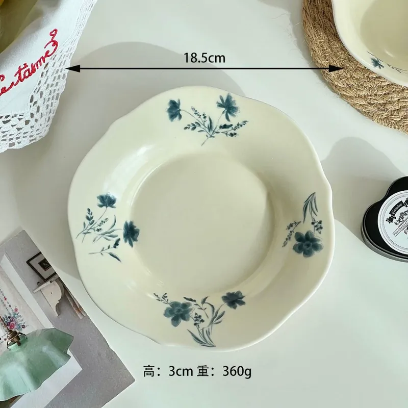 Vintage Floral Ceramic Breakfast Plate tableware view 9