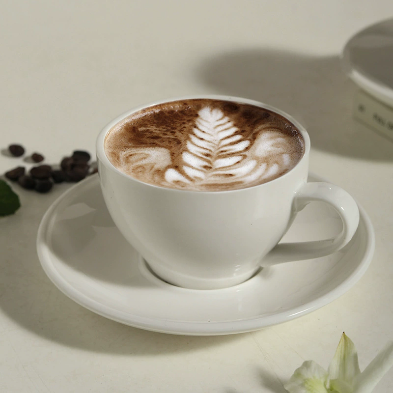 European Porcelain Cappuccino Cup and Saucer Set tableware view 2