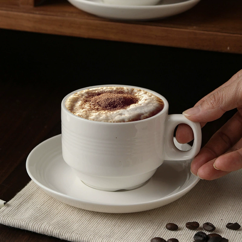 White Porcelain Latte Cup and Saucer Set