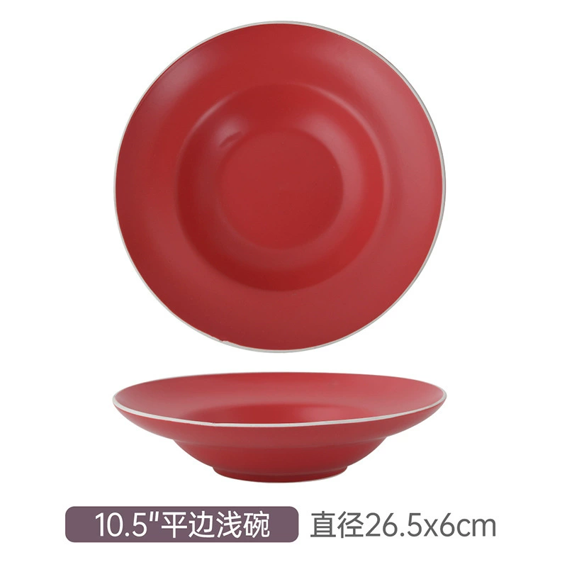 وعاء خلط من البورسلين بطلاء عتيق أحمر tableware view 6