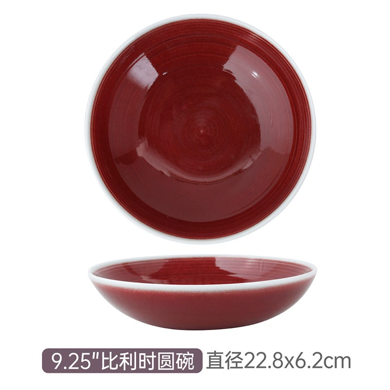 وعاء خلط من البورسلين بطلاء عتيق أحمر tableware view 8