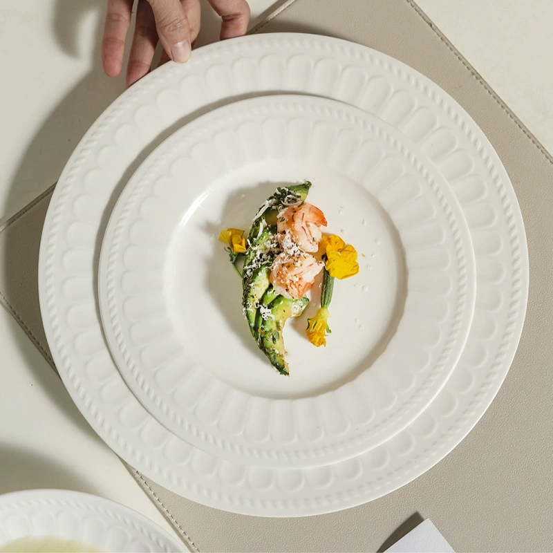 Assiette à pâtes en porcelaine à relief romain tableware view 3