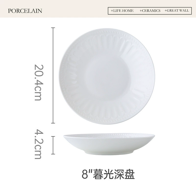 Assiette à pâtes en porcelaine à relief romain tableware view 8