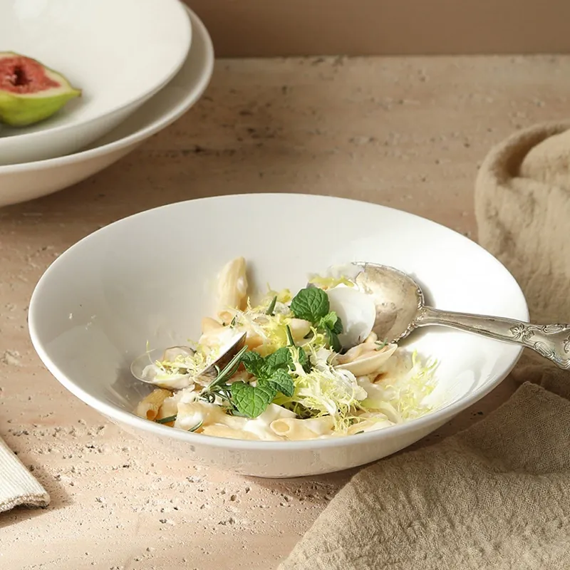 White Porcelain Deep Salad Bowl