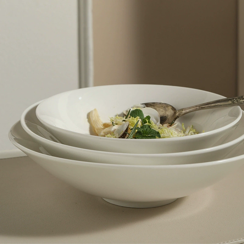 White Porcelain Deep Salad Bowl tableware view 4