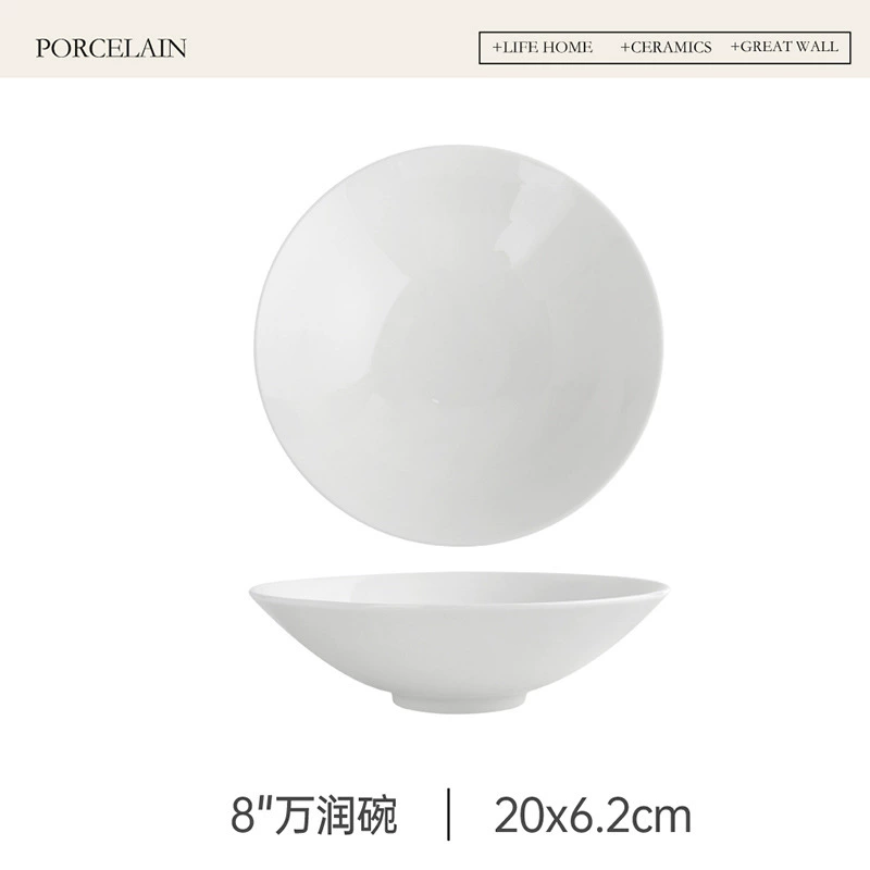 White Porcelain Deep Salad Bowl tableware view 6
