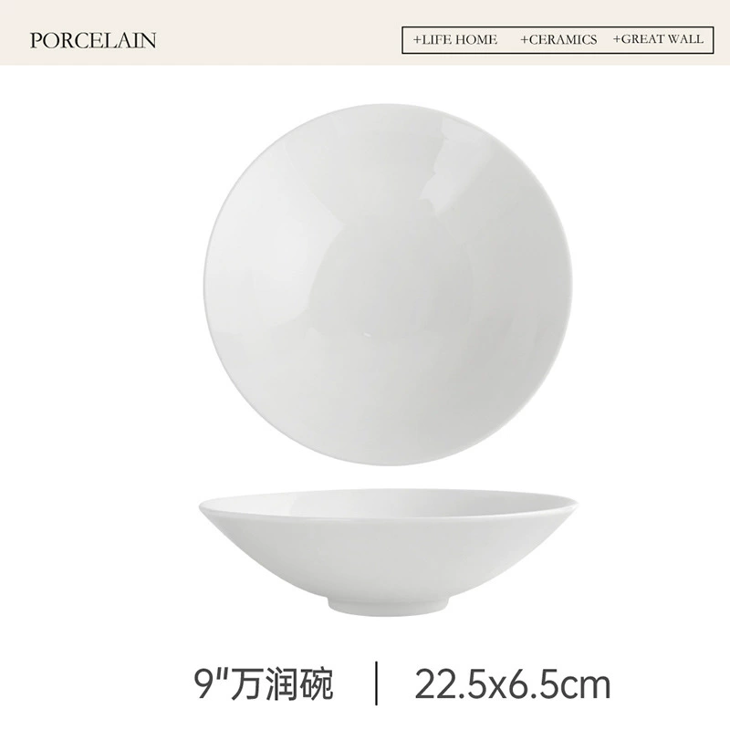 White Porcelain Deep Salad Bowl tableware view 7