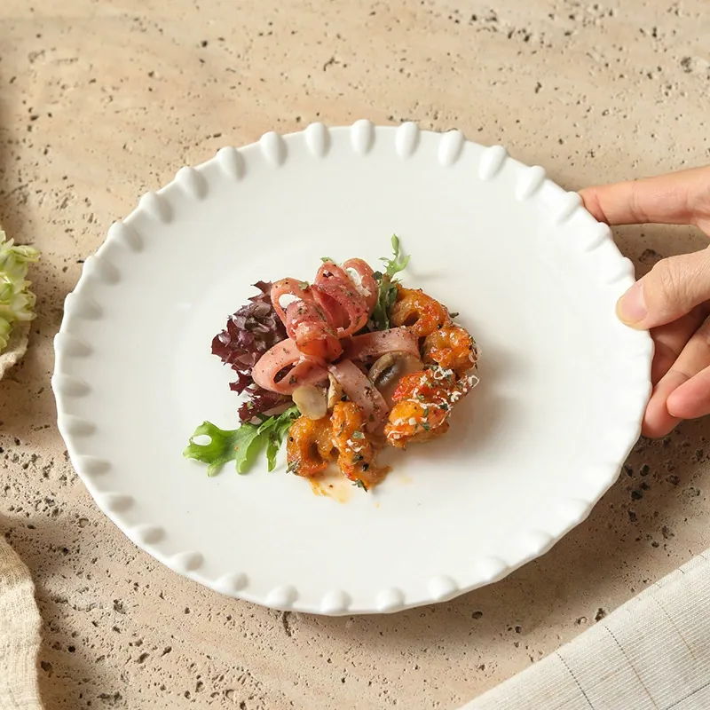 Floral Relief Porcelain Steak Plate