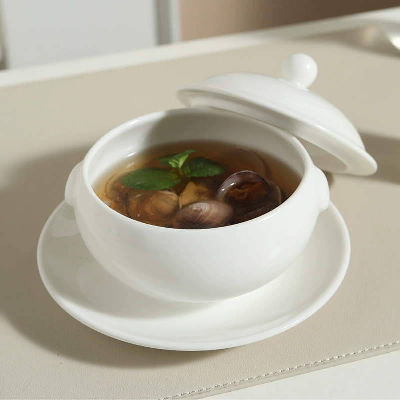 وعاء حساء مغطى من البورسلين بمقابض tableware view 4