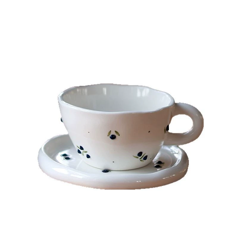 Ceramic Coffee Cup and Saucer Set with Fruit Design tableware view 5