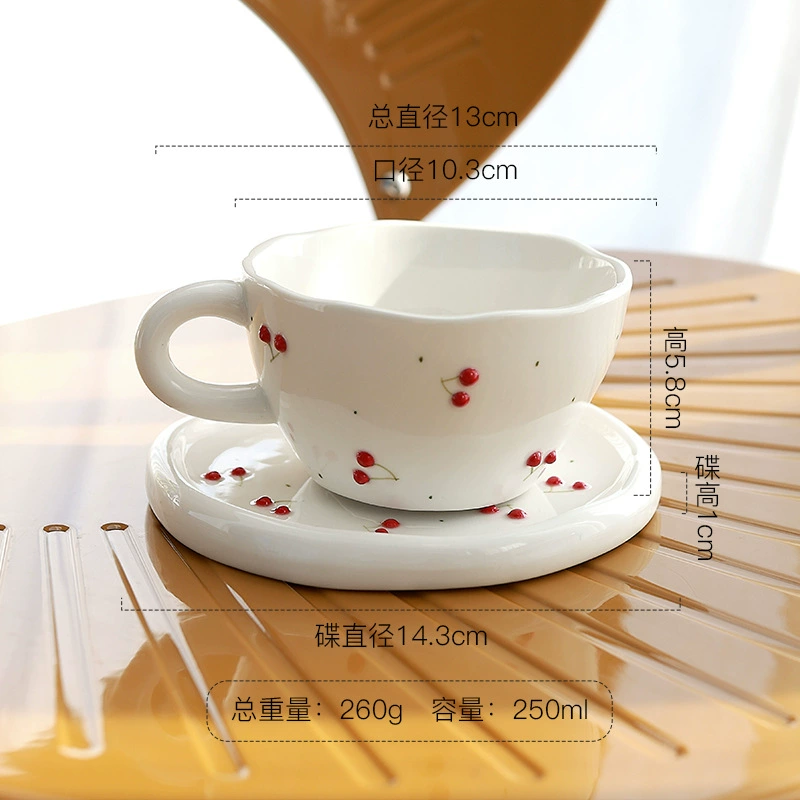 Ceramic Coffee Cup and Saucer Set with Fruit Design tableware view 7
