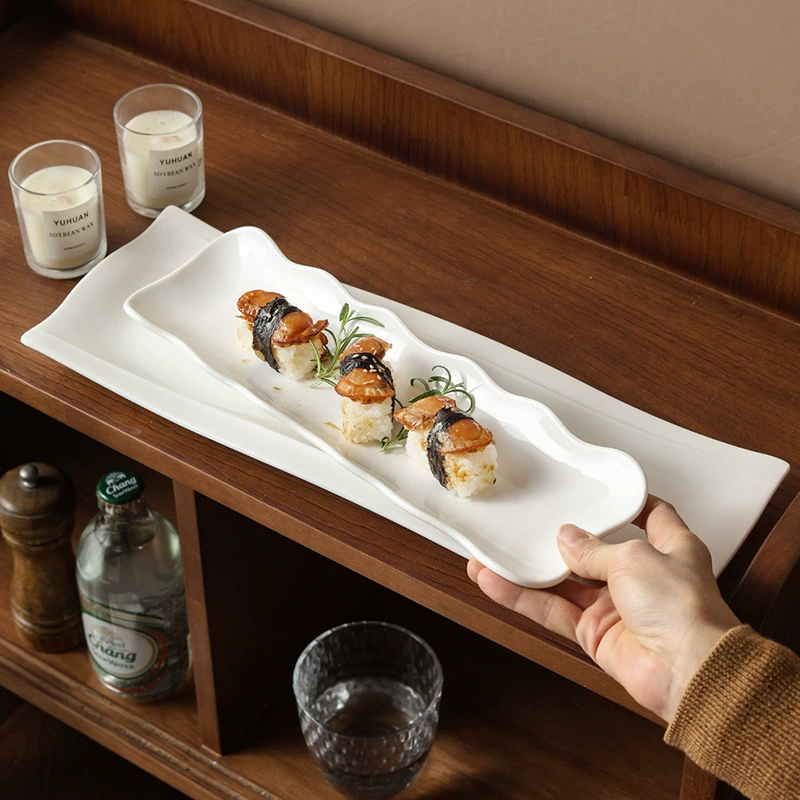 Japanese Style Porcelain Rectangular Sushi Plate tableware view 3