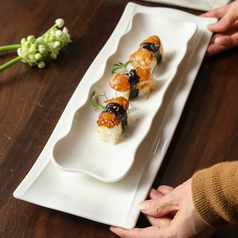 Japanese Style Porcelain Rectangular Sushi Plate tableware view 4