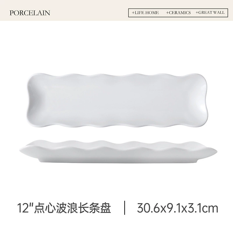 Japanese Style Porcelain Rectangular Sushi Plate tableware view 6